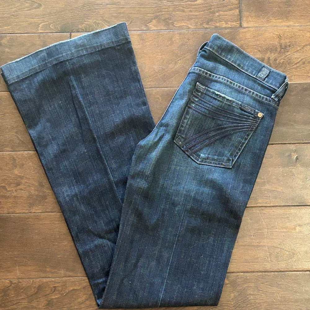 7 For All Mankind Dark Blue Dojo Wide Leg Jeans